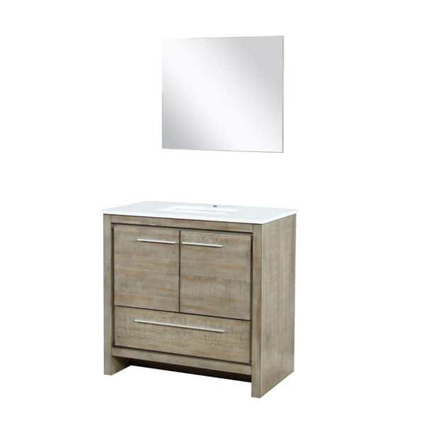 Lafarre 36W x 20D Rustic Acacia Bath Vanity, Cultured Marble Top and 28Mirror