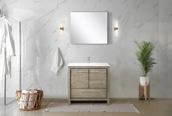 Lafarre 36W x 20D Rustic Acacia Bath Vanity and Cultured Marble Top