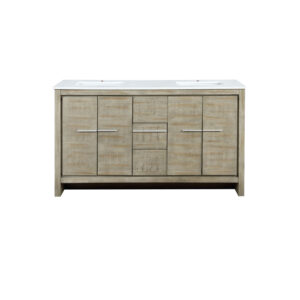 Lafarre 60W x 20D Rustic Acacia Double Bath Vanity and Cultured Marble Top