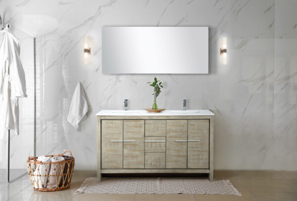 Lafarre 60W x 20D Rustic Acacia Double Bath Vanity and Cultured Marble Top