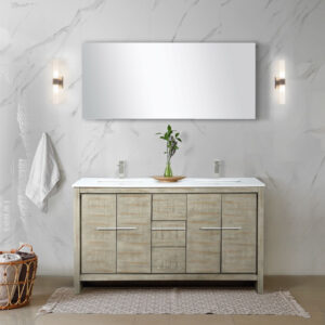 Lafarre 60W x 20D Rustic Acacia Double Bath Vanity and Cultured Marble Top