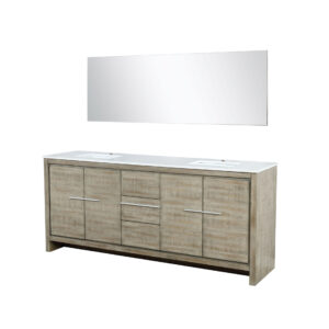 Lafarre 80W x 20D Rustic Acacia Double Bath Vanity, Cultured Marble Top and 70Mirror