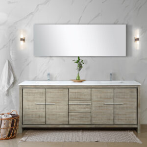 Lafarre 80W x 20D Rustic Acacia Double Bath Vanity, Cultured Marble Top and Chrome Faucet Set