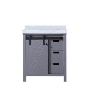 Marsyas 30W x 22D Dark Grey Bath Vanity and Carrara Marble Countertop