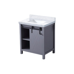 Marsyas 30W x 22D Dark Grey Bath Vanity and Carrara Marble Countertop