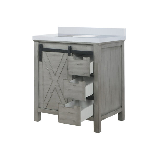 Marsyas 30W x 22D Ash Grey Bath Vanity and Cultured Marble Countertop