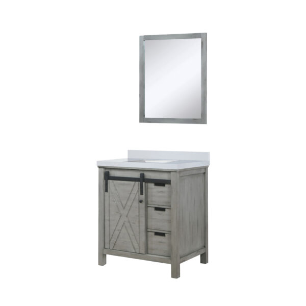 Marsyas 30W x 22D Ash Grey Bath Vanity, Cultured Marble Countertop and 28Mirror