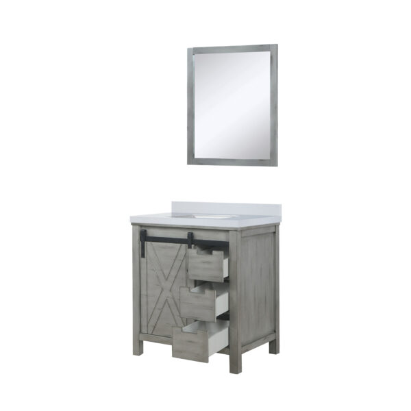 Marsyas 30W x 22D Ash Grey Bath Vanity, Cultured Marble Countertop and 28Mirror