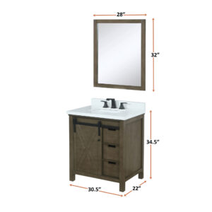 Marsyas 30W x 22D Rustic Brown Bath Vanity and 28Mirror