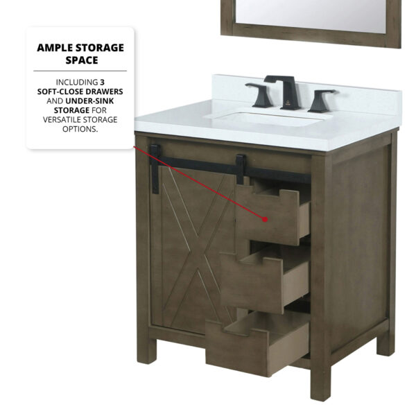 Marsyas 30W x 22D Rustic Brown Bath Vanity and 28Mirror