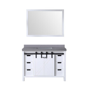 Marsyas 48W x 22D White Bath Vanity, Grey Quartz Countertop and 44Mirror