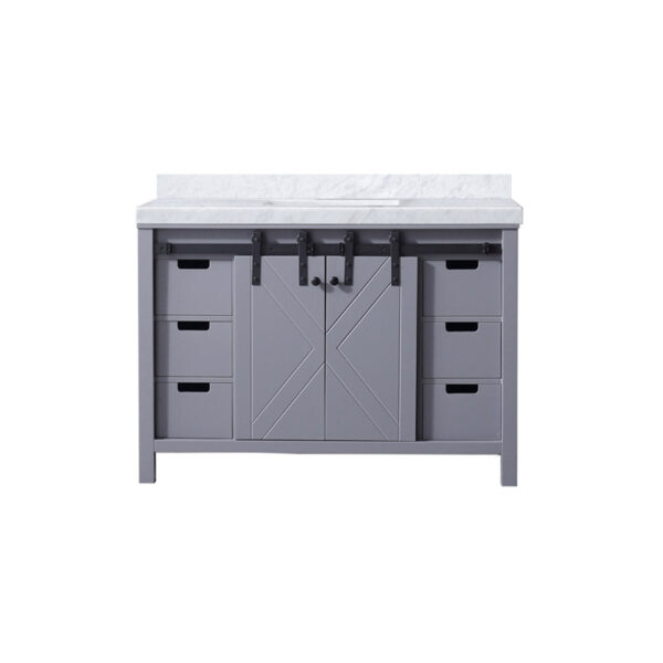 Marsyas 48W x 22D Dark Grey Bath Vanity and Carrara Marble Countertop