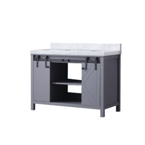 Marsyas 48W x 22D Dark Grey Bath Vanity and Carrara Marble Countertop