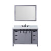 Marsyas 48W x 22D Dark Grey Bath Vanity, Carrara Marble Countertop, Faucet Set and 44Mirror