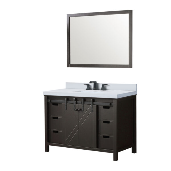 Marsyas 48W x 22D Brown Bath Vanity, Cultured Marble Countertop, Faucet Set and 44Mirror