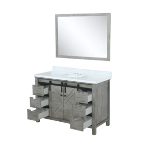 Marsyas 48W x 22D Ash Grey Bath Vanity, Cultured Marble Countertop and 44Mirror