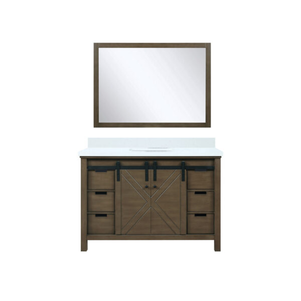 Marsyas 48W x 22D Rustic Brown Bath Vanity, Cultured Marble Countertop and 44Mirror