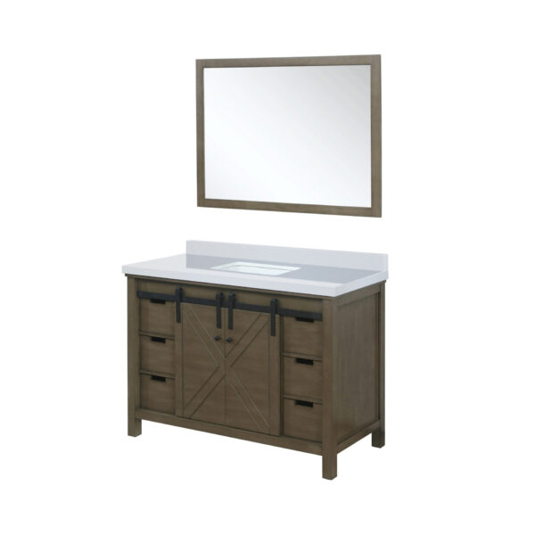 Marsyas 48W x 22D Rustic Brown Bath Vanity, Cultured Marble Countertop and 44Mirror