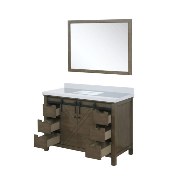 Marsyas 48W x 22D Rustic Brown Bath Vanity, Cultured Marble Countertop and 44Mirror