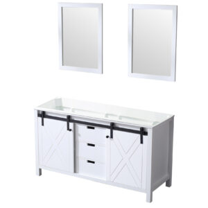 Marsyas 60W x 22D White Double Bath Vanity and 24Mirrors