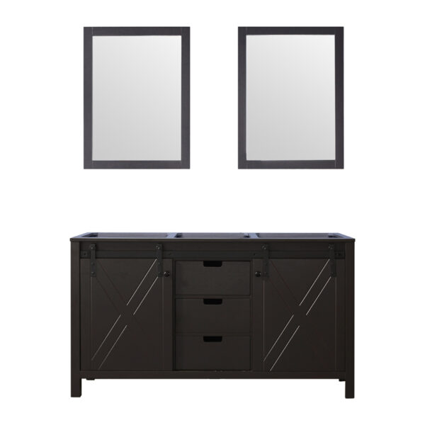 Marsyas 60W x 22D Brown Double Bath Vanity and 24Mirrors