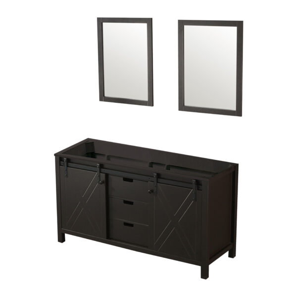 Marsyas 60W x 22D Brown Double Bath Vanity and 24Mirrors