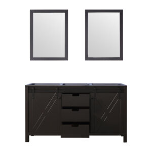 Marsyas 60W x 22D Brown Double Bath Vanity and 24Mirrors