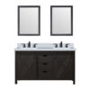 Marsyas 60W x 22D Brown Double Bath Vanity, Cultured Marble Countertop, Faucet Set and 24Mirrors