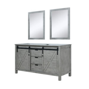 Marsyas 60W x 22D Ash Grey Double Bath Vanity and 24Mirrors