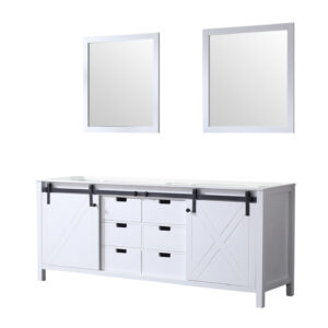 Marsyas 80W x 22D White Double Bath Vanity and 30Mirrors