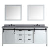 Marsyas 80W x 22D White Double Bath Vanity, Grey Quartz Countertop, Faucet Set and 30Mirrors