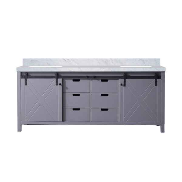 Marsyas 80W x 22D Dark Grey Double Bath Vanity and Carrara Marble Countertop