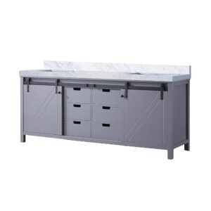 Marsyas 80W x 22D Dark Grey Double Bath Vanity and Carrara Marble Countertop