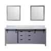 Marsyas 80W x 22D Dark Grey Double Bath Vanity, Carrara Marble Countertop and 30Mirrors