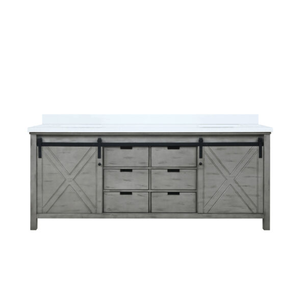 Marsyas 80W x 22D Ash Grey Double Bath Vanity and Cultured Marble Countertop