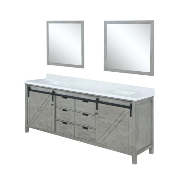 Marsyas 80W x 22D Ash Grey Double Bath Vanity, Cultured Marble Countertop and 30Mirrors