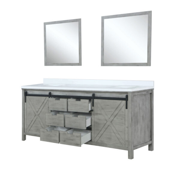 Marsyas 80W x 22D Ash Grey Double Bath Vanity, Cultured Marble Countertop and 30Mirrors