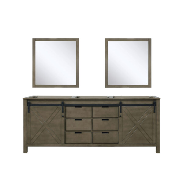 Marsyas 80W x 22D Rustic Brown Double Bath Vanity and 30Mirrors