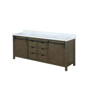 Marsyas 80W x 22D Rustic Brown Double Bath Vanity and Cultured Marble Countertop