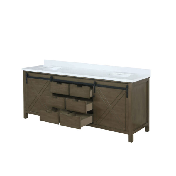 Marsyas 80W x 22D Rustic Brown Double Bath Vanity and Cultured Marble Countertop