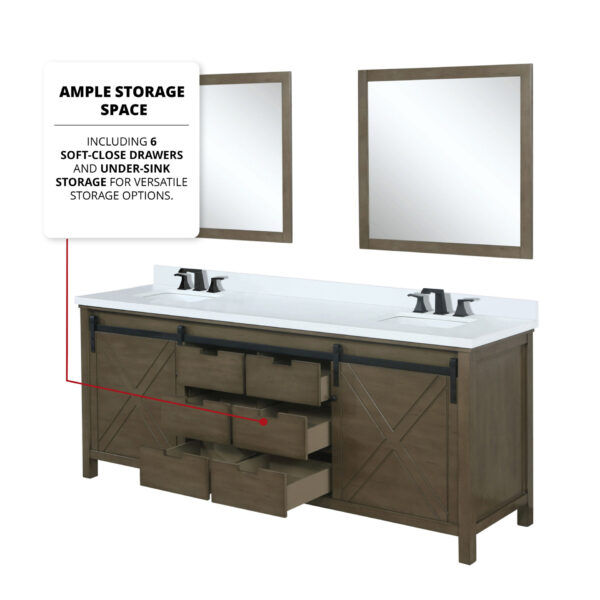 Marsyas 80W x 22D Rustic Brown Double Bath Vanity and 30Mirrors