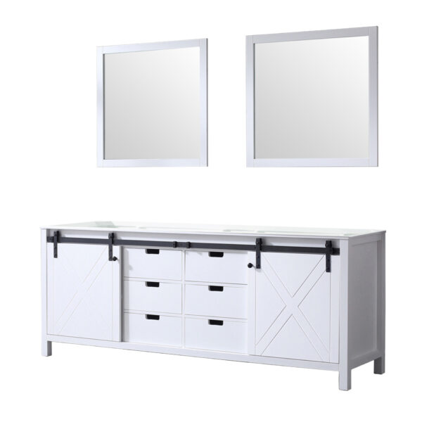 Marsyas 84W x 22D White Double Bath Vanity and 34Mirrors