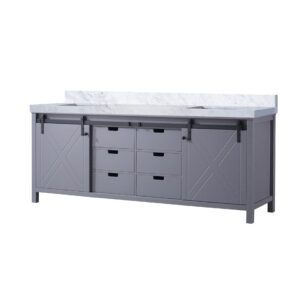 Marsyas 84W x 22D Dark Grey Double Bath Vanity and Carrara Marble Countertop