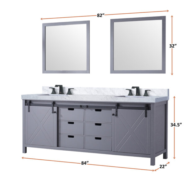 Marsyas 84W x 22D Dark Grey Double Bath Vanity and 34Mirrors