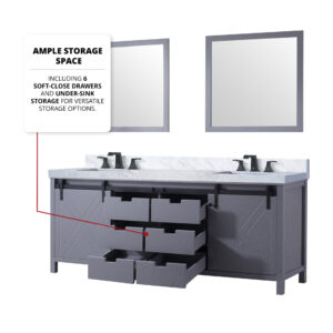 Marsyas 84W x 22D Dark Grey Double Bath Vanity and 34Mirrors