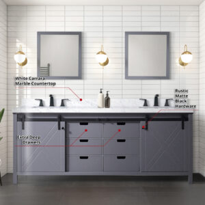 Marsyas 84W x 22D Dark Grey Double Bath Vanity and 34Mirrors