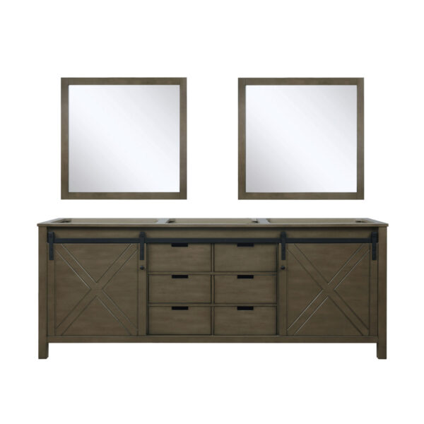 Marsyas 84W x 22D Rustic Brown Double Bath Vanity and 34Mirrors