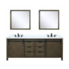 Marsyas 84W x 22D Rustic Brown Double Bath Vanity, Cultured Marble Countertop, Faucet Set and 34Mirrors