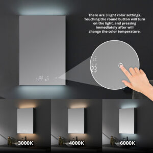 Savera 24 W x 36 H Recessed or Surface-Mount LED Mirror Medicine Cabinet with Defogger