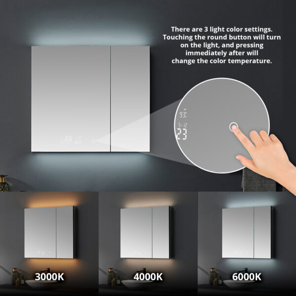 Savera 36 W x 36 H Recessed or Surface-Mount LED Mirror Medicine Cabinet with Defogger